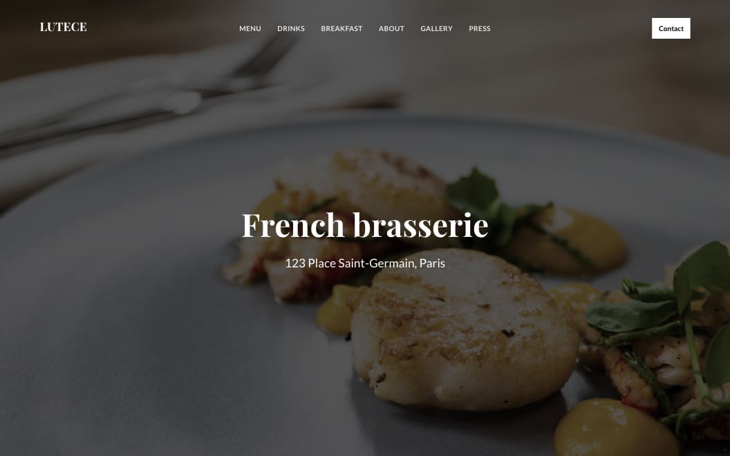 Sophisticated restaurant website showcasing offerings with style.