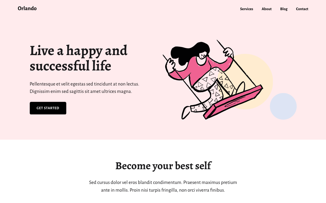 Vibrant and playful business starter website with pastel colors and lively illustrations.