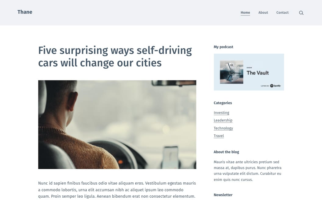 Minimal business blog site with an organized sidebar.