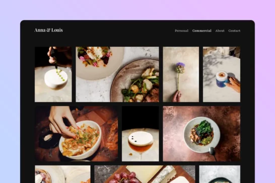 A food photography website featuring a justified gallery layout.