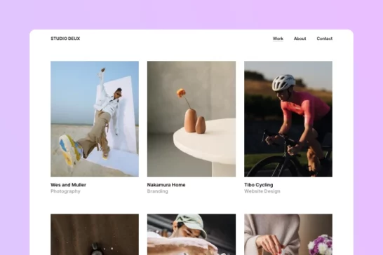 An example of a WordPress portfolio website that you can create with Twentig, featuring a grid layout.