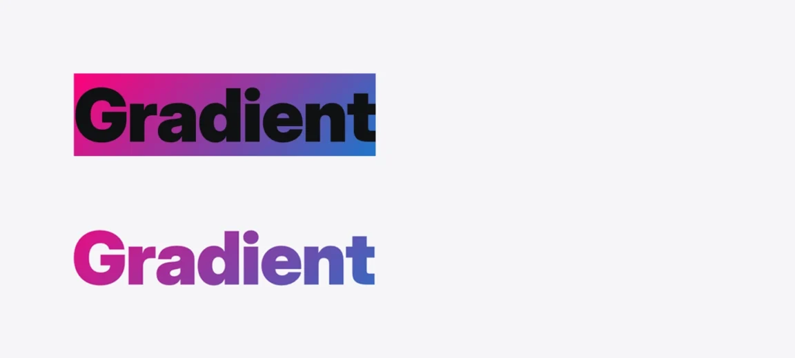 The word 'Gradient' displaying the full pink-to-blue text gradient correctly after being wrapped in a Row block.