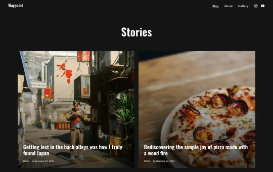 Site screenshot that previews Blog 2 preset