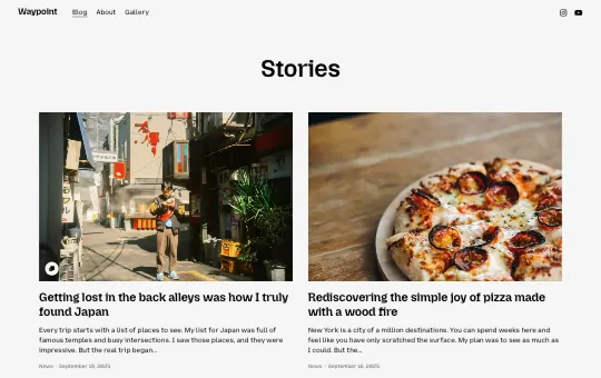 Site screenshot that previews Blog 4 preset