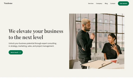 Site screenshot that previews Business 3 preset