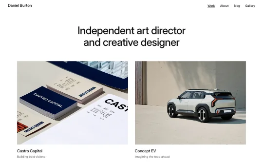 Site screenshot that previews Portfolio 1 preset