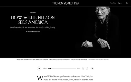 The New Yorker article on Willie Nelson with embedded audio player.