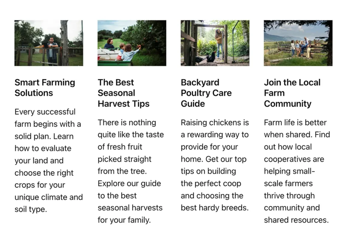 Four-column layout with narrow columns showing limited space for content on tablet.