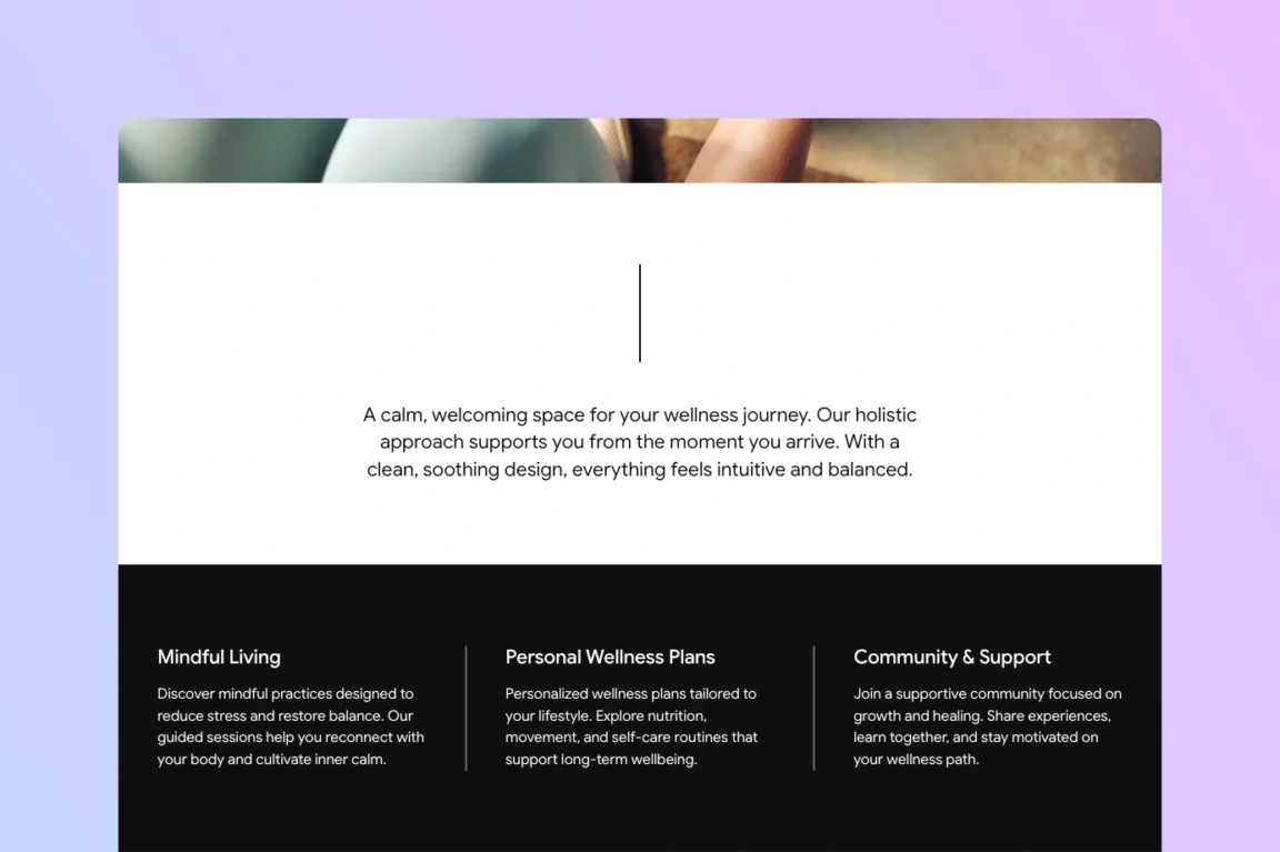 Vertical separator blocks used as section transition and between columns on a website.