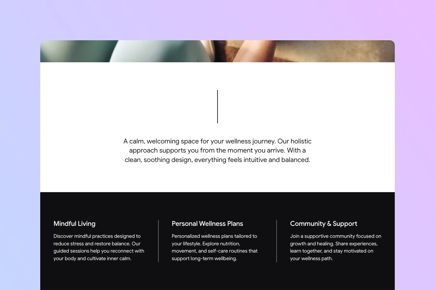 Vertical separator blocks used as section transition and between columns on a website.