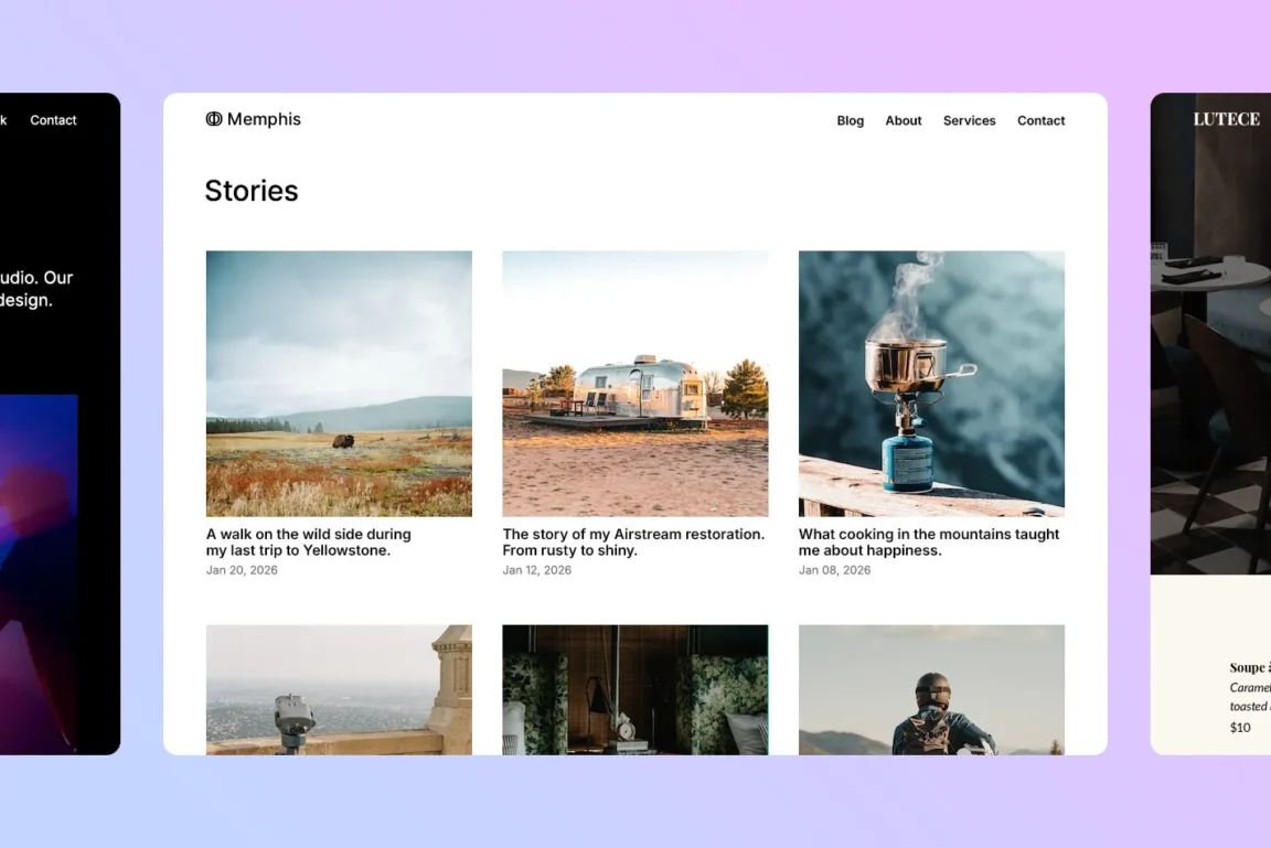 A selection of pre-designed WordPress starter sites that you can import with Twentig.