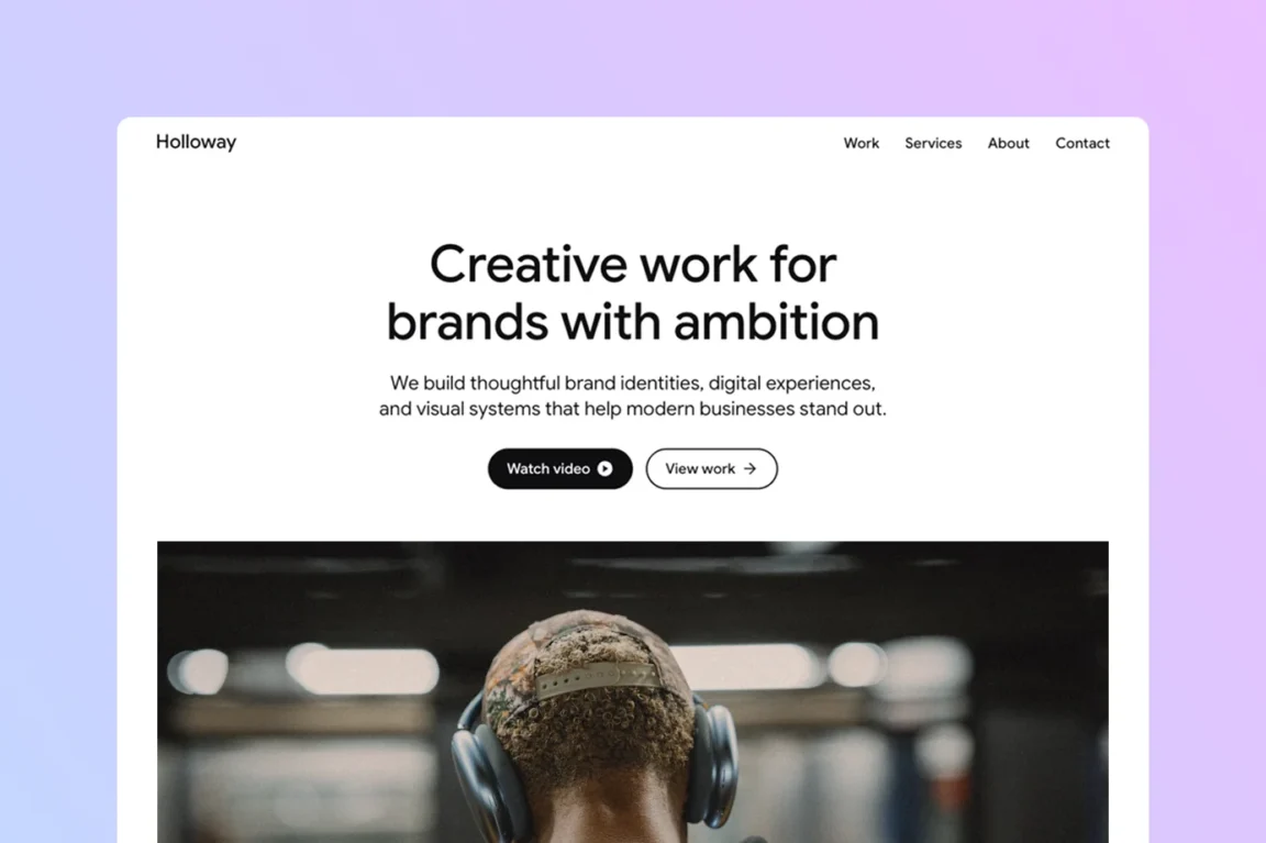 Two WordPress buttons with icons side by side in a website hero section, below a headline and intro text.