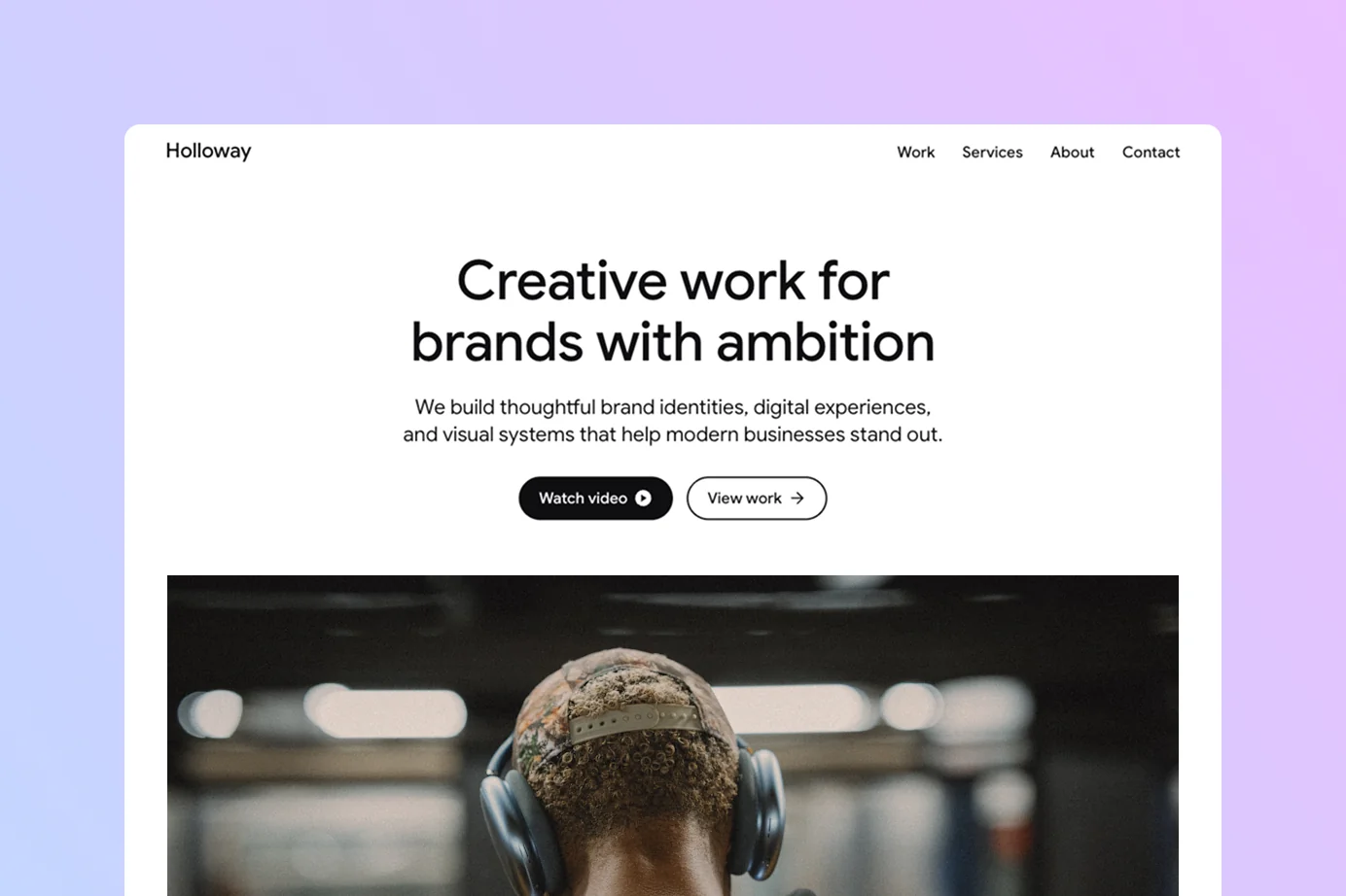 Two WordPress buttons with icons side by side in a website hero section, below a headline and intro text.