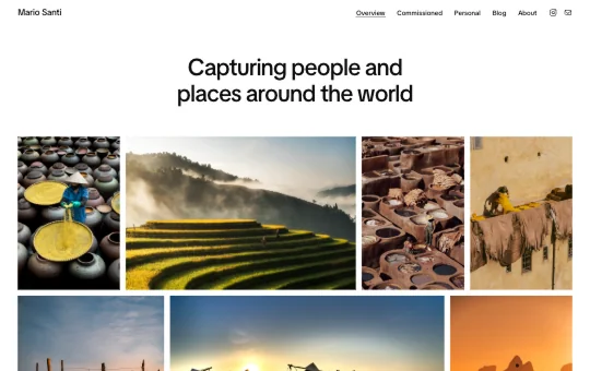 Site screenshot that previews Photography 1 preset